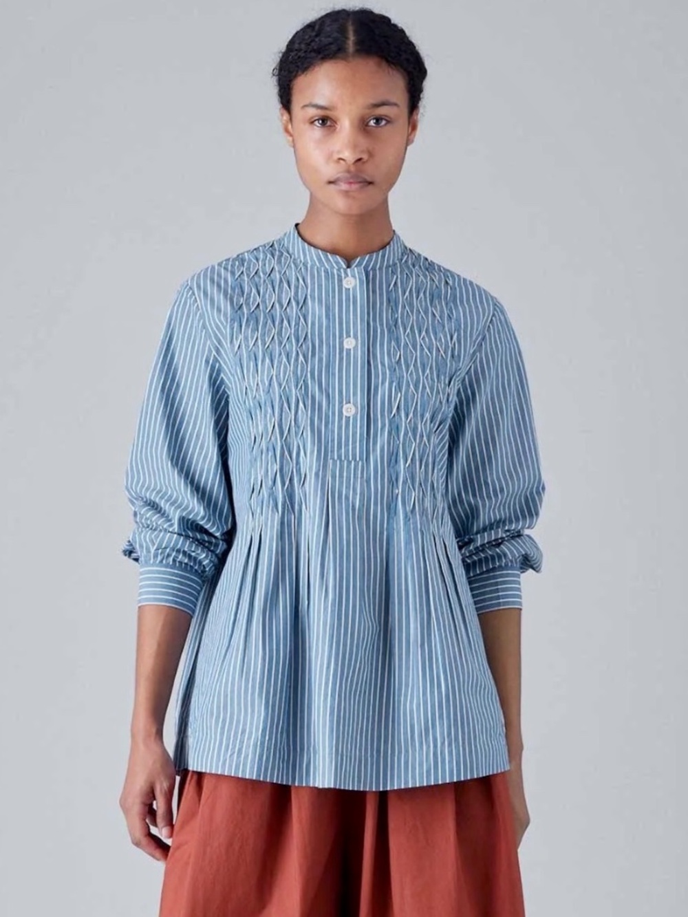 TOAST Dash Stripe Pintuck Blouse - US 12
